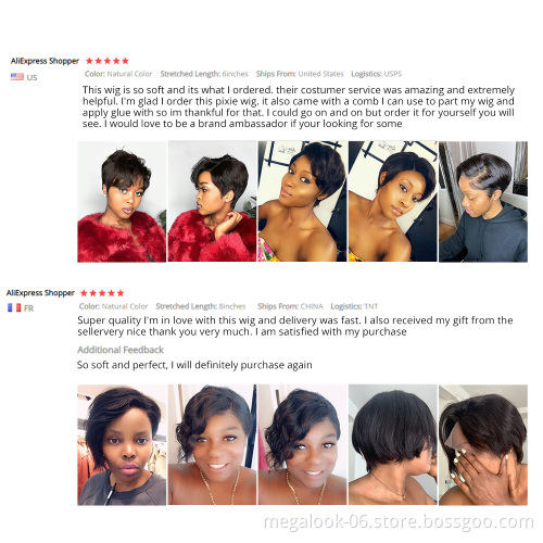 180 Transparent Front Lace Wigs For Women remy Hair Hd Short Human Hair Wigs Pixie Cut Wig